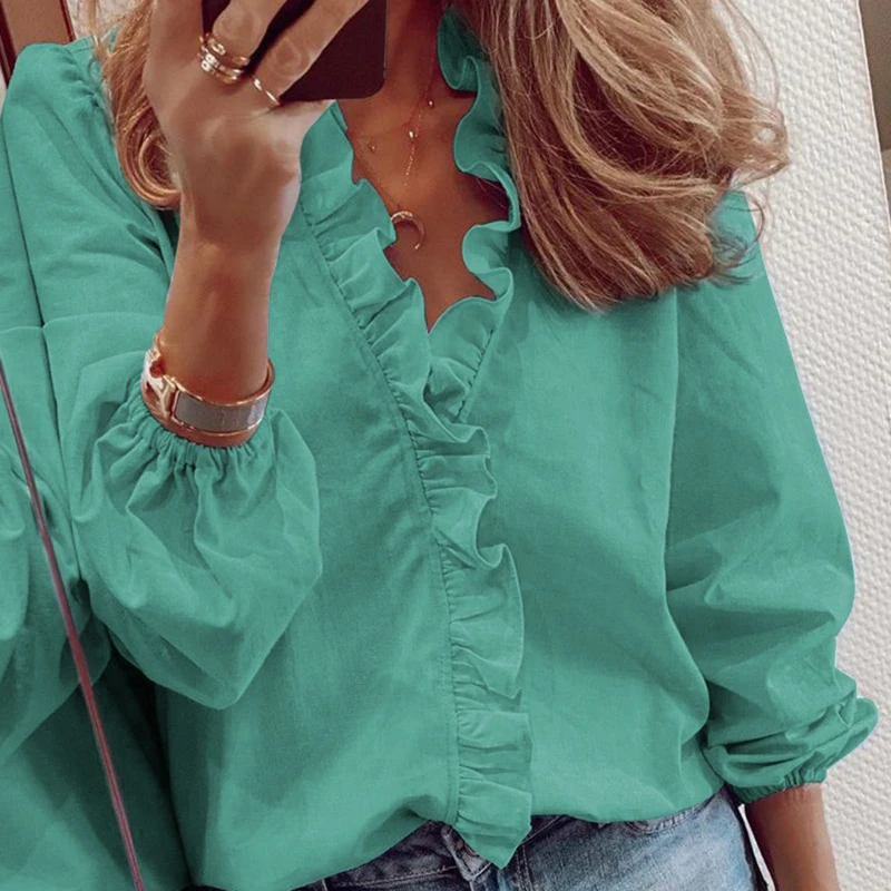 

Womens Tops And Blouses Elegant Long Sleeve White Ol Shirt Ladies Solid Color Chemise Femme Blusa Feminina Streetwear