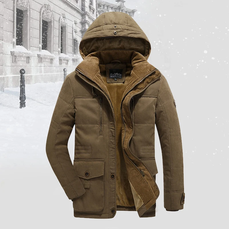 

Парка мужская зимняя флисовая с капюшоном, уличная свободная уличная куртка в стиле милитари, с карманами