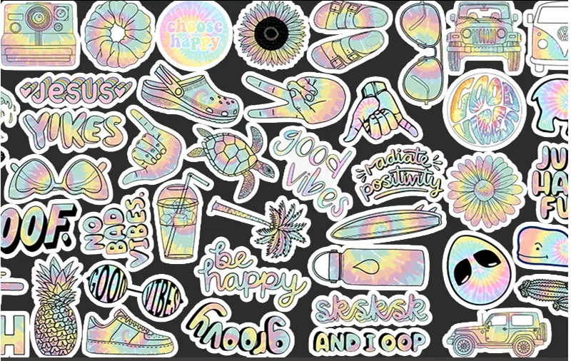 

50Pcs/Set Gradual Graffiti Waterproof Skateboard Travel Suitcase Phone Laptop Luggage Stickers Cute Kids Girl Toys