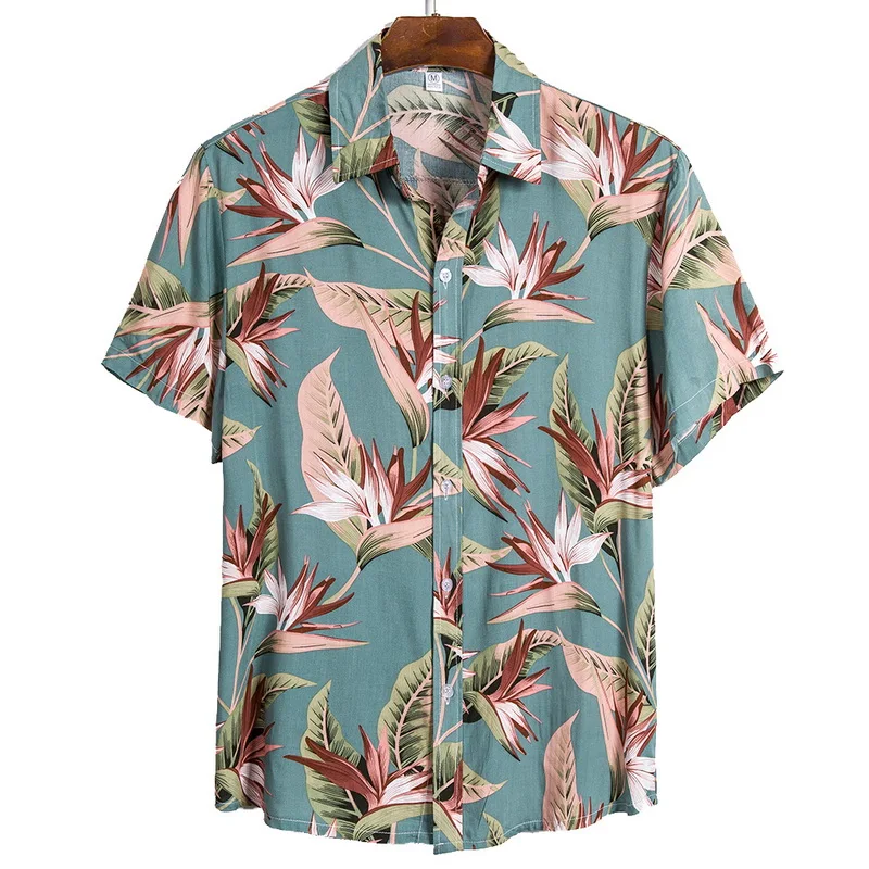 

2021 Hawaiian Shirts Linen Shirts Men Lump Chest Button Short Sleeve Round Hem Casual Loose Shirts Tie Men Shirts Summer Camisa