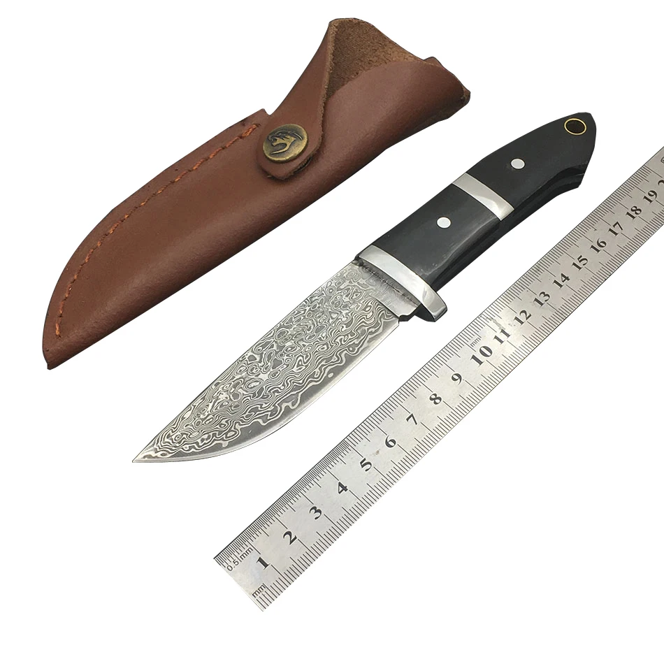 Ножи для кемпинга из дамасской стали ножи охоты ручка бычьего рога портативный