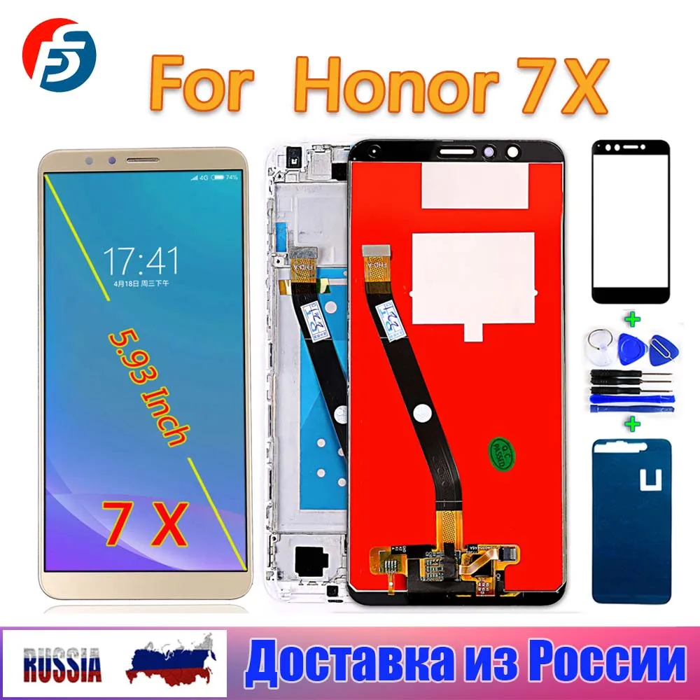 ЖК дисплей Fansu для Huawei Honor 7X 5 93 дюйма сенсорный экран с дигитайзером в сборке