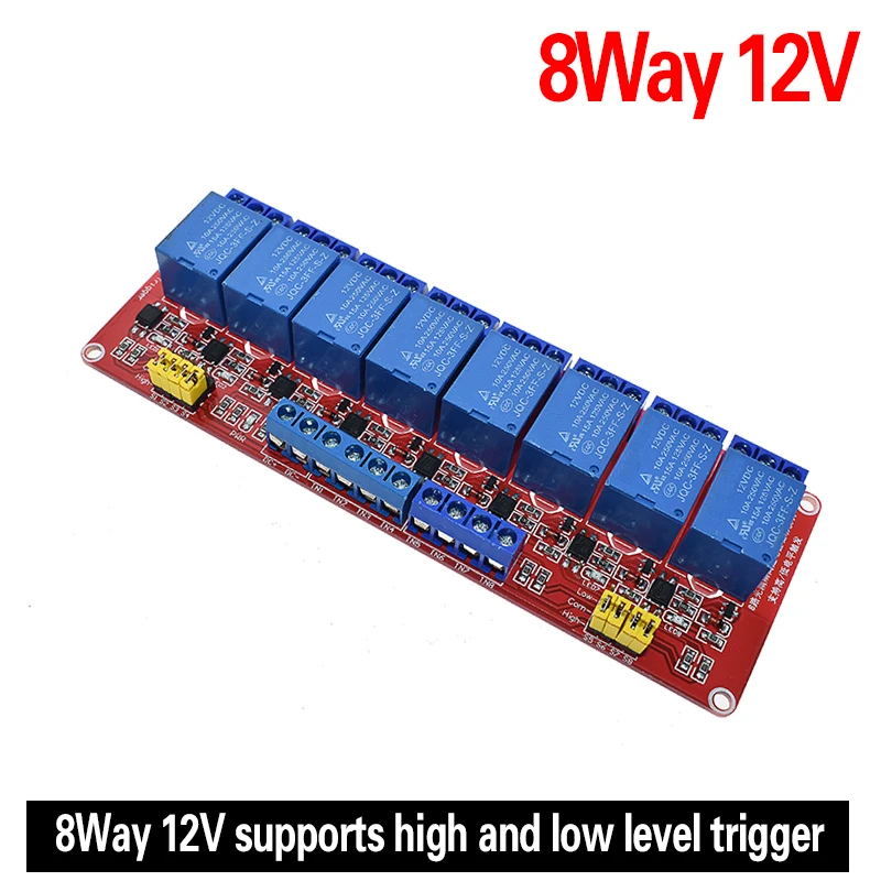 WAVGAT 1 2 4 8 канальный 5 в 12 В релейный модуль щит с опора для оптопары высокий и низкий уровень триггера для Arduino - Цвет: 12V 8 Channel