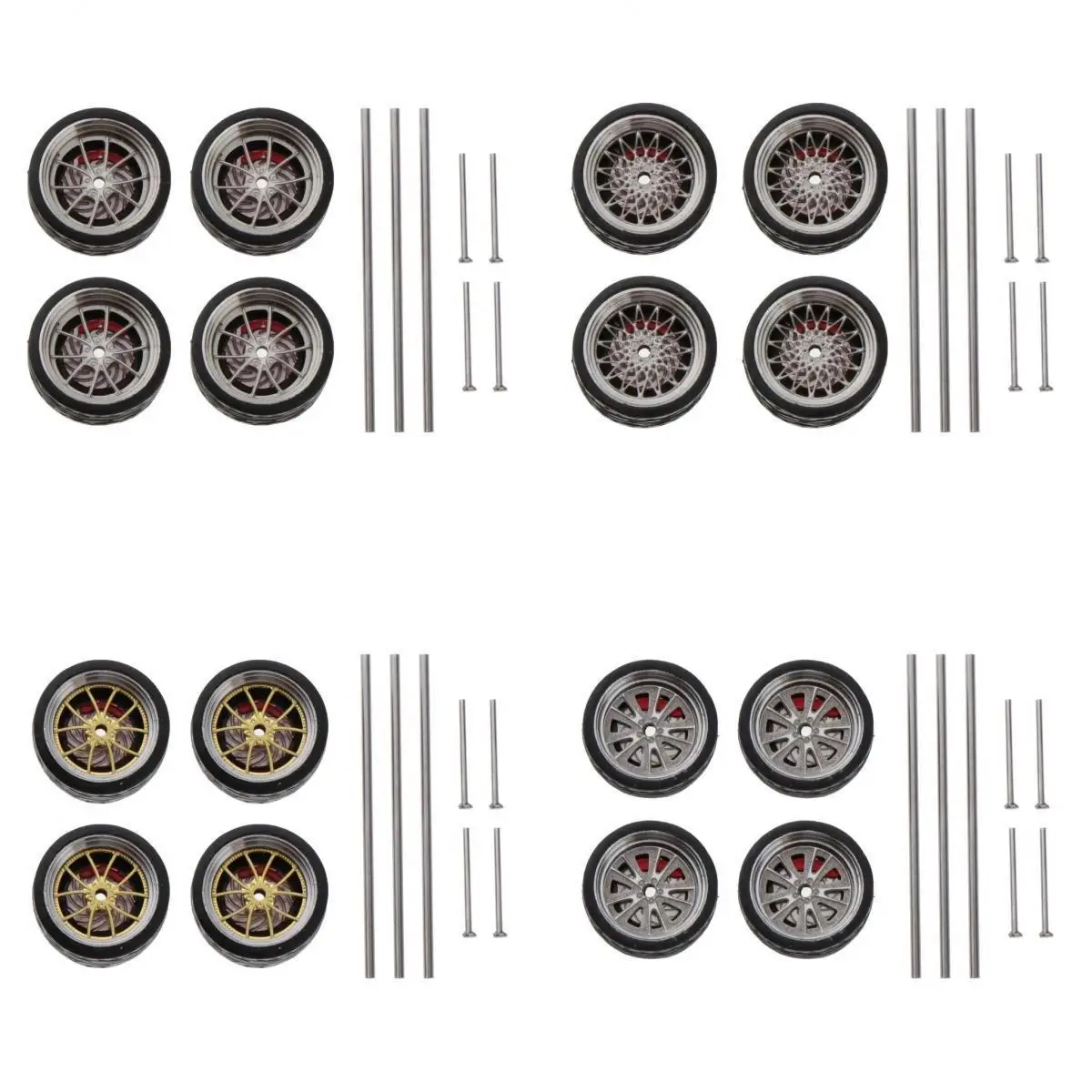 

4x Gifts of Wheel Hub Accessories, Rubber Wheel Hub Car And 12 Axles 20