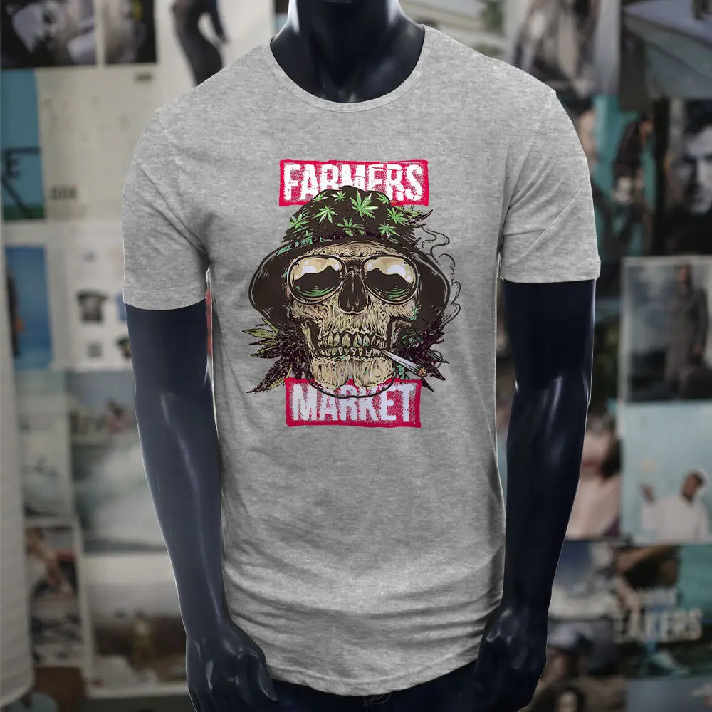 Лидер продаж одежда для фитнеса топы мужская серая футболка с принтом черепа