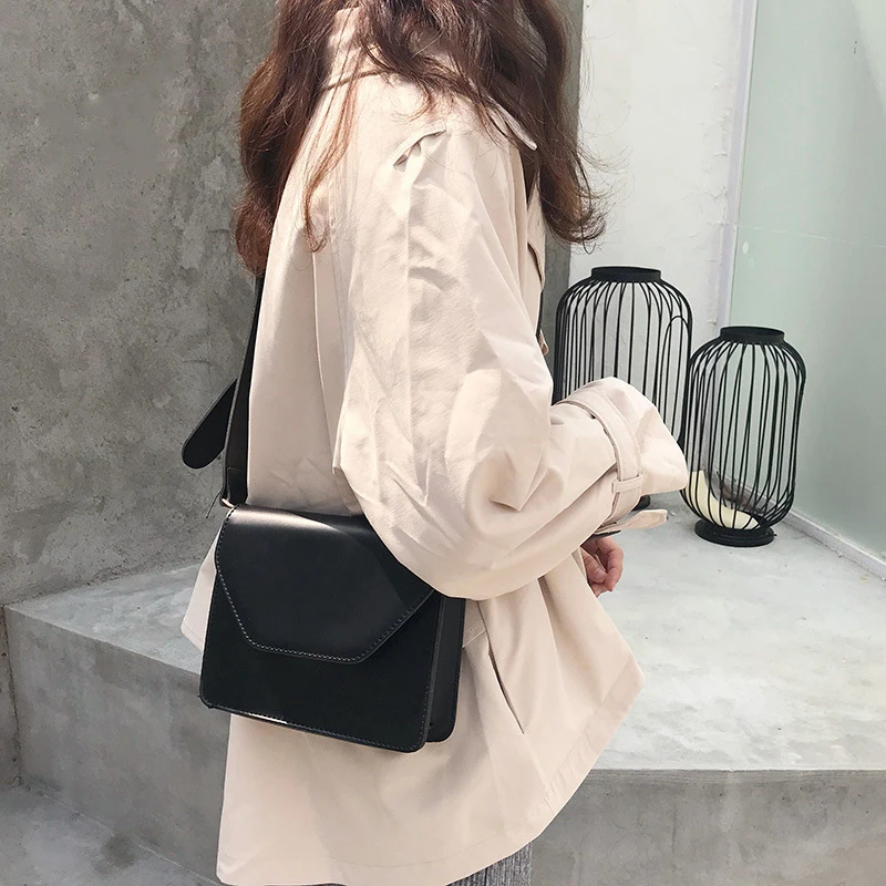 

PU Leather Crossbody-Bags for Women 2021 Luxury Fashion Simple Design Shoulder Bag Ladies Solid Color Handbag and Purse