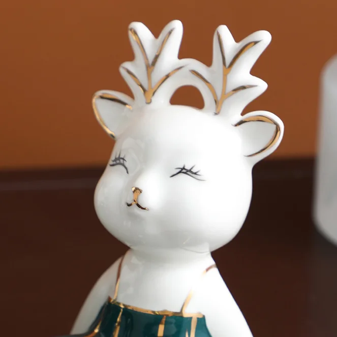 

Modern Table Figurines Cartoons Animal Cute Deer Design Craft Figurines Ceramics Minimalist Adornos Para Casa Room Decor DM50GT
