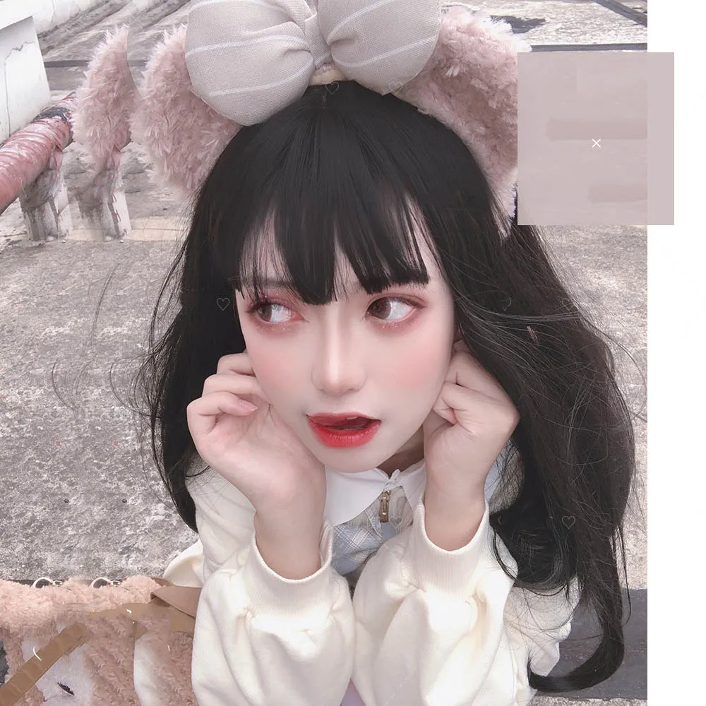 MANWEI длинные смешанные цвета синие прямые синтетические волосы парики с челкой