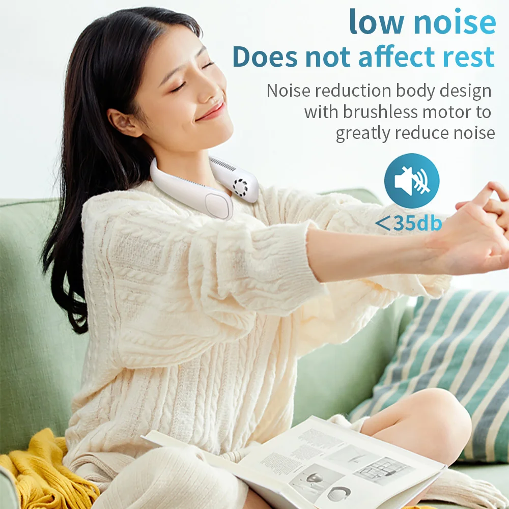 

Neck Fan Portable Mini Bladeless Fan 9000mAh Rechargeable Fan Hanging Sports Fans for Home Outdoor Air Conditioner Cooler