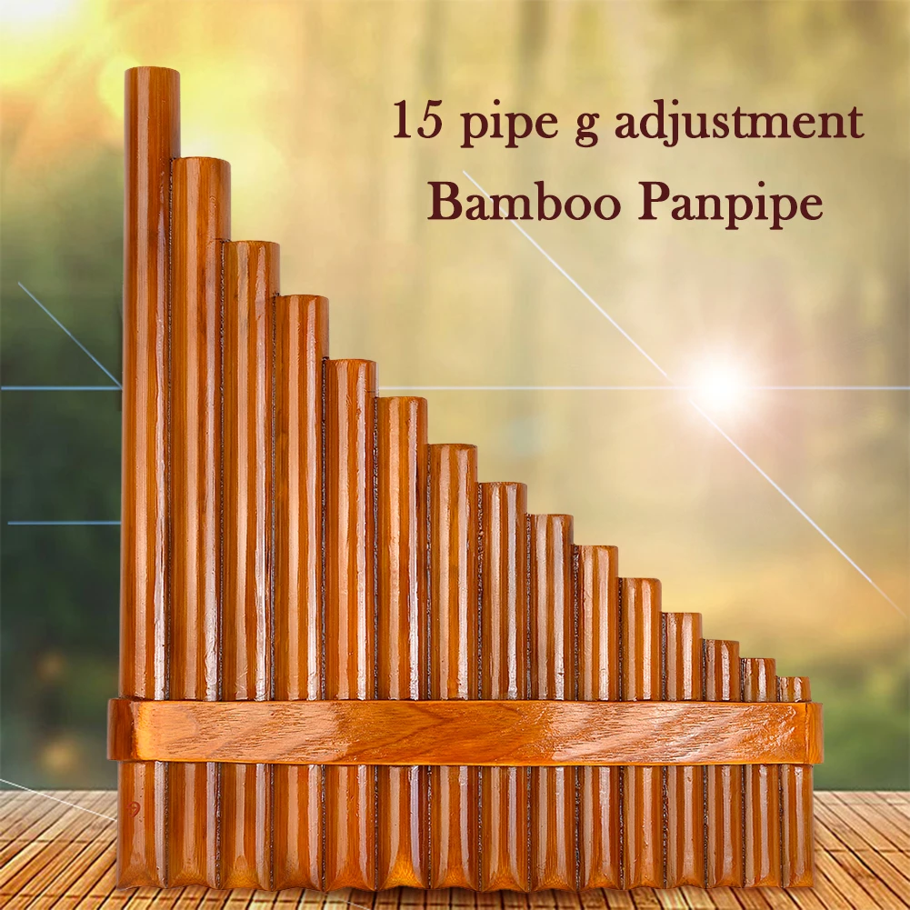 

Pan Flute 15 Pipes Natural Bamboo Wind Instrument Panpipe G Key Flauta Xiao Handmade flauta de pan Folk instrumentos musicales