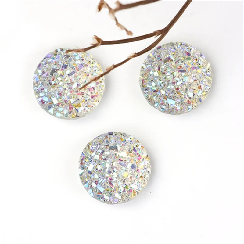 DoreenBeads Мода Смола Druzy/ Drusy купольное уплотнение круглый кабошон белый цвет AB