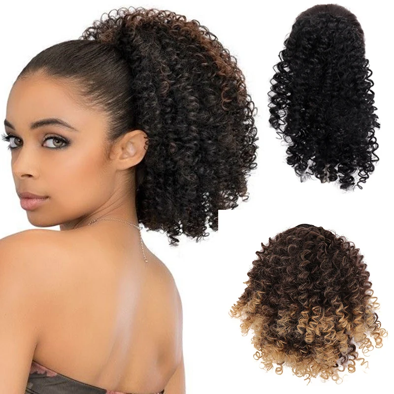 XUANGUANG Short Curly Hair Ponytail Synthetic Drawstring Hair Extension Ponytail Is An Extended Wig For African American Women