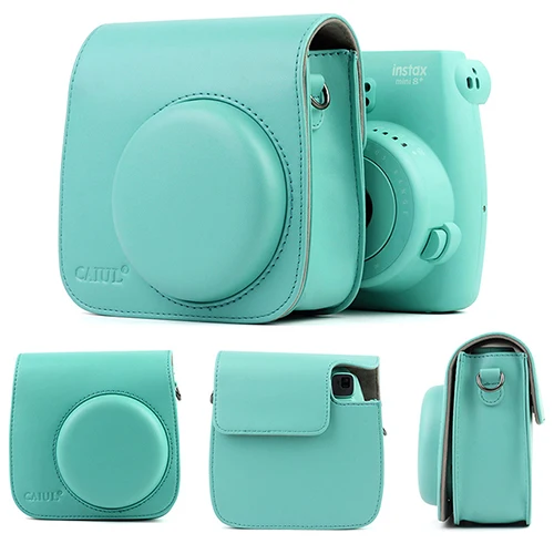 Mint blue Fujifilm Instax Mini camera Bag ColorfuI мгновенный аксессуар для камеры из искусственной кожи чехол с плечевым ремнем для Instax Mini 9 Min8 8 - Цвет: Mint blue