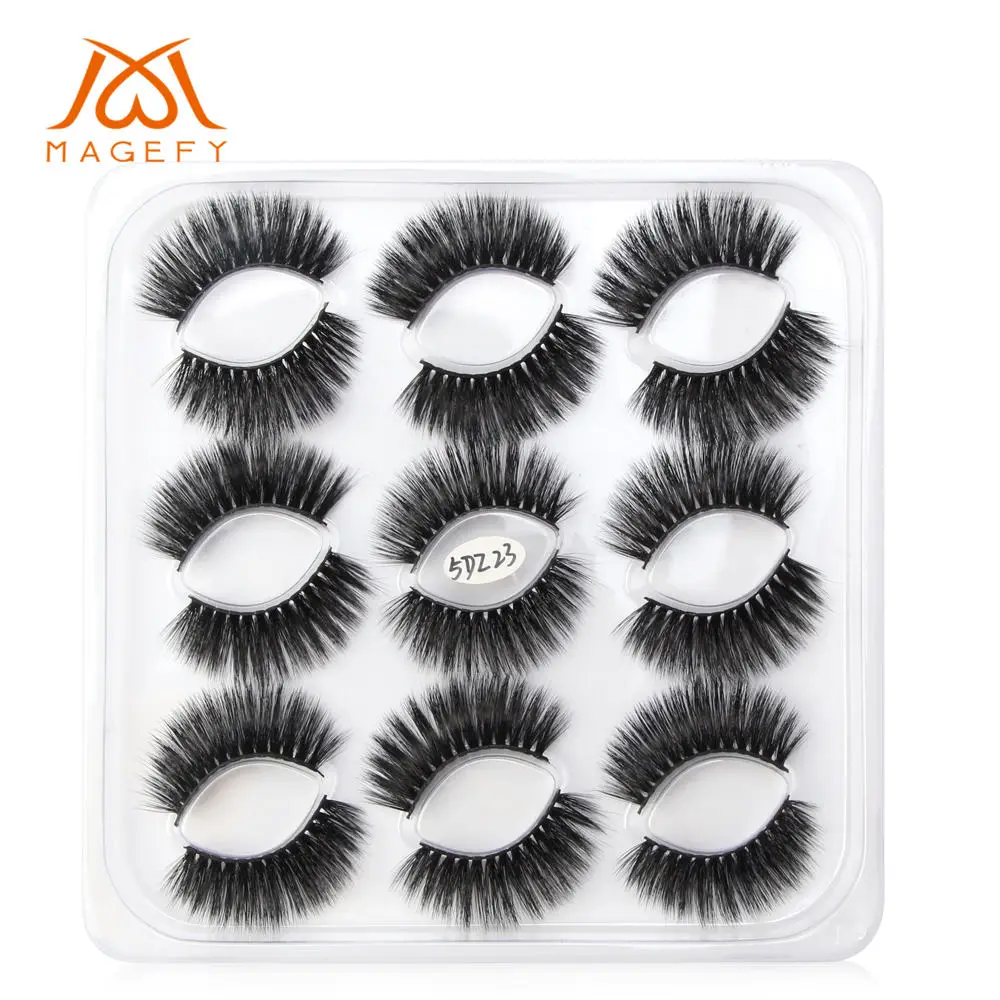9pairs pack-5DZ23 5/7/9/10 пар в комплекте; 3D норковые ресницы длинные накладные ресницы в виде натуральных пышный объем тонкими поддельные клей для наращивания ресниц Макияж торговля - Цвет: 9pairs pack-5DZ23