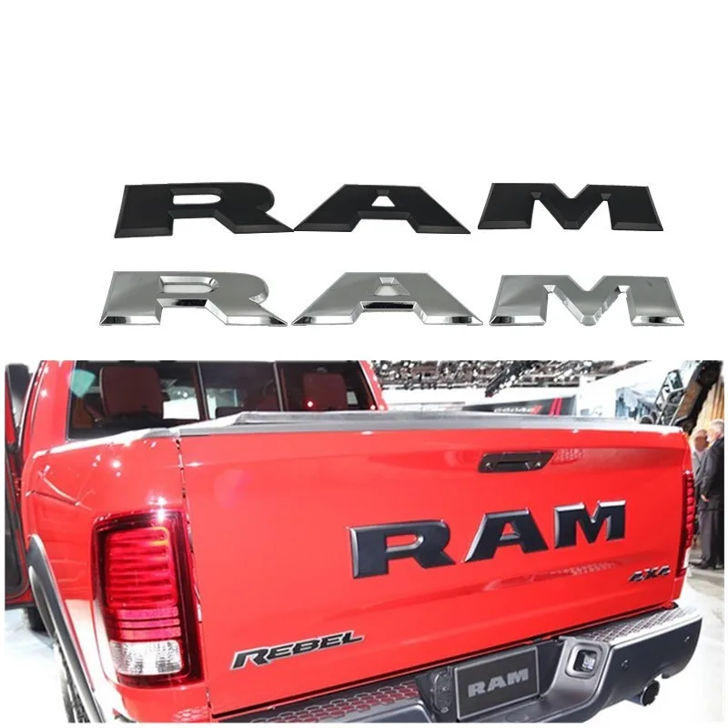 

1 set Car tailgate 3D RAM Letter Logo Emblem Rear Trunk Badge Sticker For Dodge Ram 1500 2015 2016 2017 2018