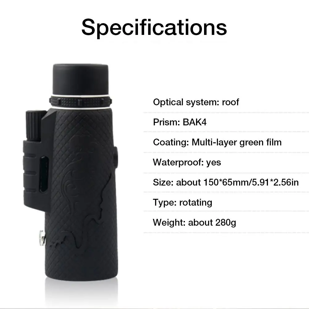 

50x60 High Power Monocular Telescope High Quality Handheld Portable BAK4 Retractable Hunting Optics Telescope For Smartphone