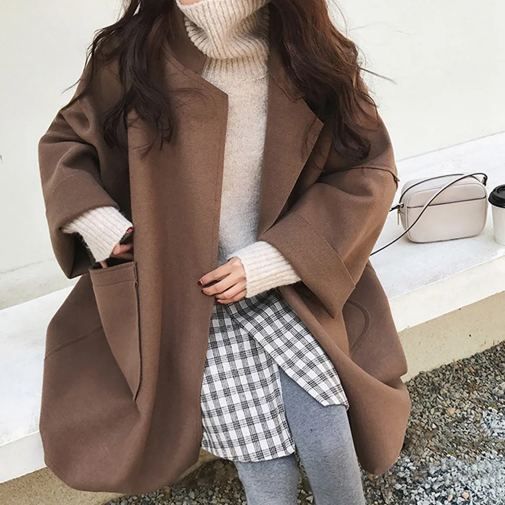 Модный женский кардиган с карманами и длинным рукавом повседневный свободный