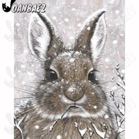 cute snow rabbit diamond painting 5d diy wall art simple animal sticker diamond embroidery inlaid room decoration gift