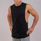 Майки мужские с рисунком из аниме, верх для бодибилдинга, спортивный жилет, летние хлопковые однотонные рубашки для мужчин