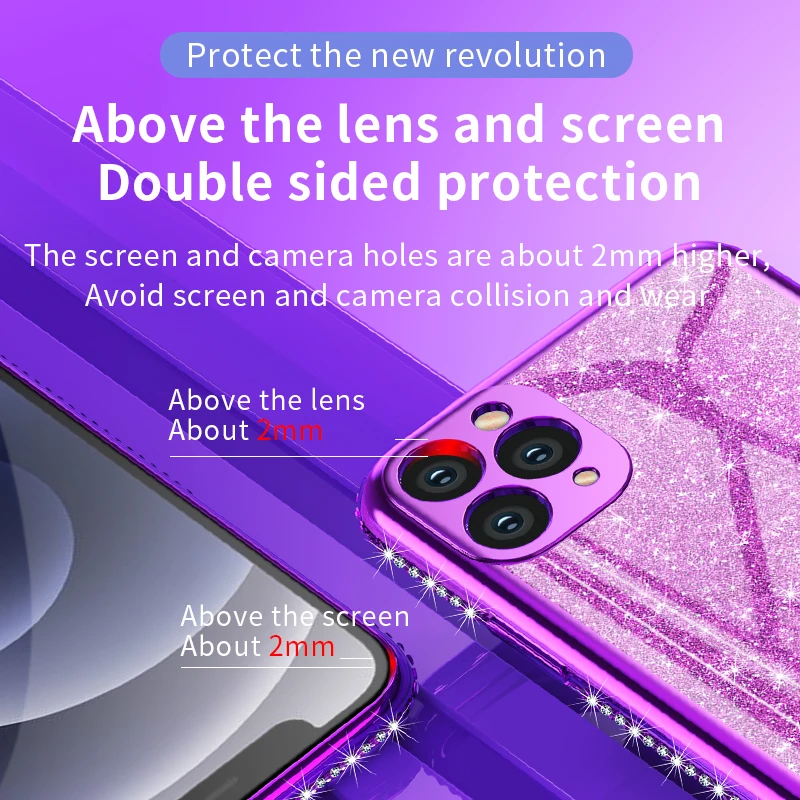 

Luxury Electroplating Glitter Phone Case For iPhone 12 Mini 11 Pro X XR XS Max 6 6S 7 8 Plus SE2 2020 Cover With Lanyards Rope
