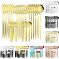 30pcsset colorful dinnerware set mirror stainless steel cutlery sets safe dinner fork spoon knife kitchen tableware sets home
