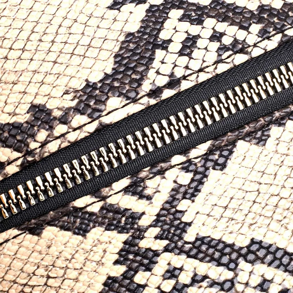 Fashion Women Tassel Snake Printing Zipper Messenger Bag Handbag Shoulder Bag Elegant Small Square Bags#YJ