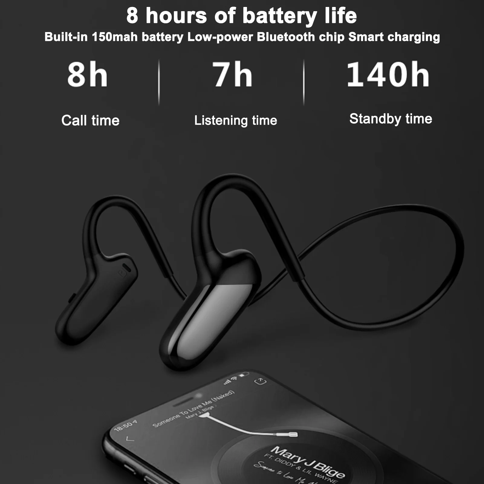 

Bone Conduction Headphones Bluetooth Wireless Sports Earphone IP56 Headset Stereo Hands-free With Microphone For Running