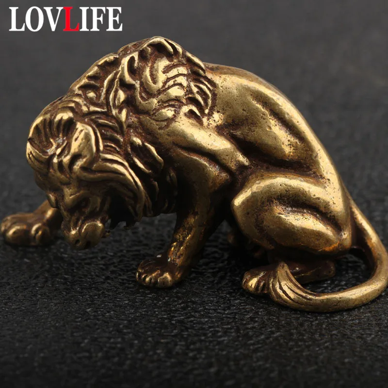 Винтажный медный брелок для ключей в форме короля льва подвесные ювелирные