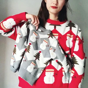 Свитер для всей семьи вязаные свитера с изображениями снеговиков, Рождественский пуловер с рисунком дерева, теплая одежда для мамы, дочки и сына верхняя одежда двух цветов, 2021