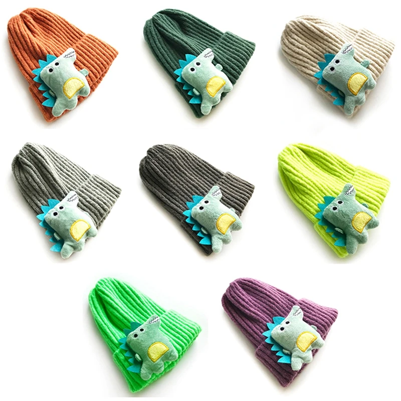 

Kids Winter Hat Dinosaur Cute Boy Girls Knitted wool Hat Lovely Cartoon Dinosaur Beanie Hat Knit Beanie Cap Warm Hat