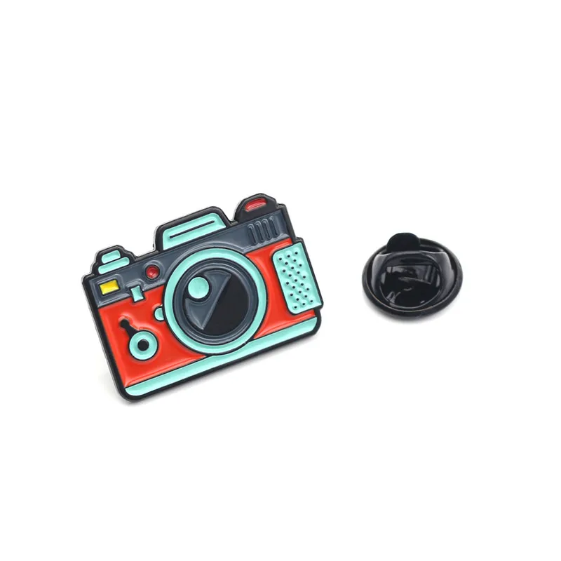 Модная эмалированная брошь в виде мультяшной камеры 2 цвета ретро камера женская