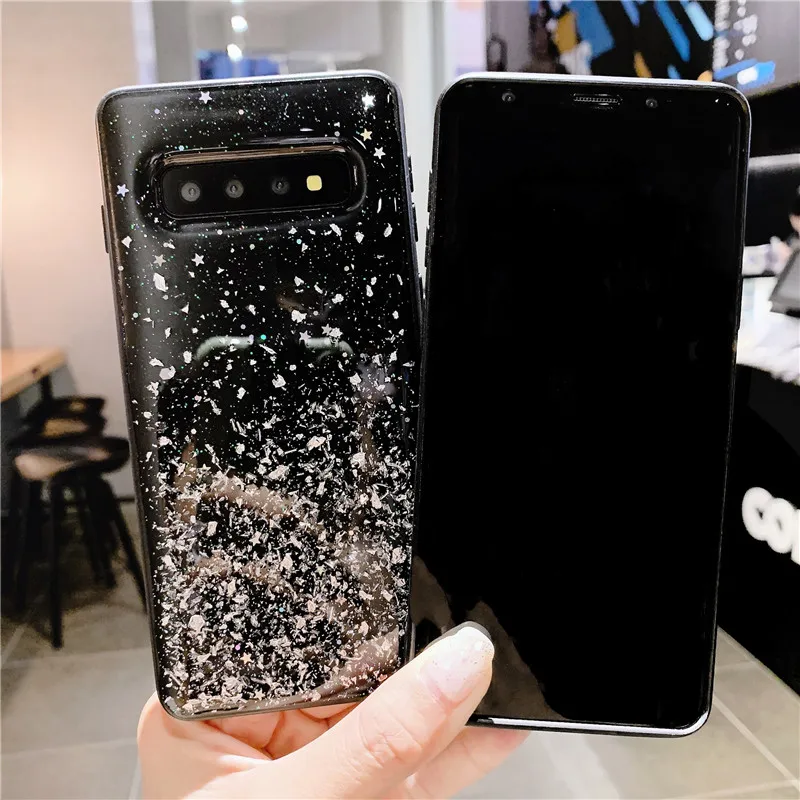 FLYKYLIN Sliver Foil Case For Samsung Galaxy S10 Plus S10e S9 + S8 S7 Edge Back Cover on PC TPU Silicone Glitter Phone Coque |