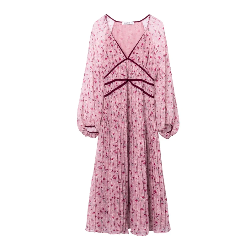 

PLus big size 2020 new spring summer floral women dress pleated beach dresses 3XL 4XL 5XL W1105