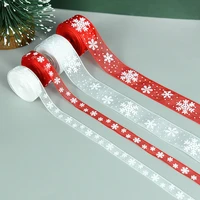 5m organza ribbon snowflake christmas ribbons for handmade diy sewing fabric crafts ribbon christmas gift wrapping decoration