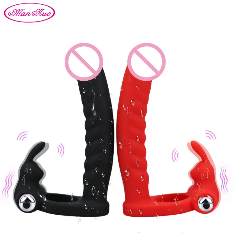 Анальная пробка Man Nuo 10 скоростей длительная задержка с двойным отверстием -