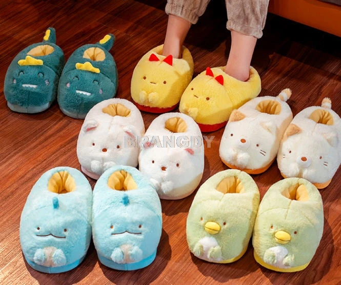 

2021 new cute colorful velvet unicorn plush shoes women home indoor winter rainbow unicorn slippers Waterproof non-slip shoes