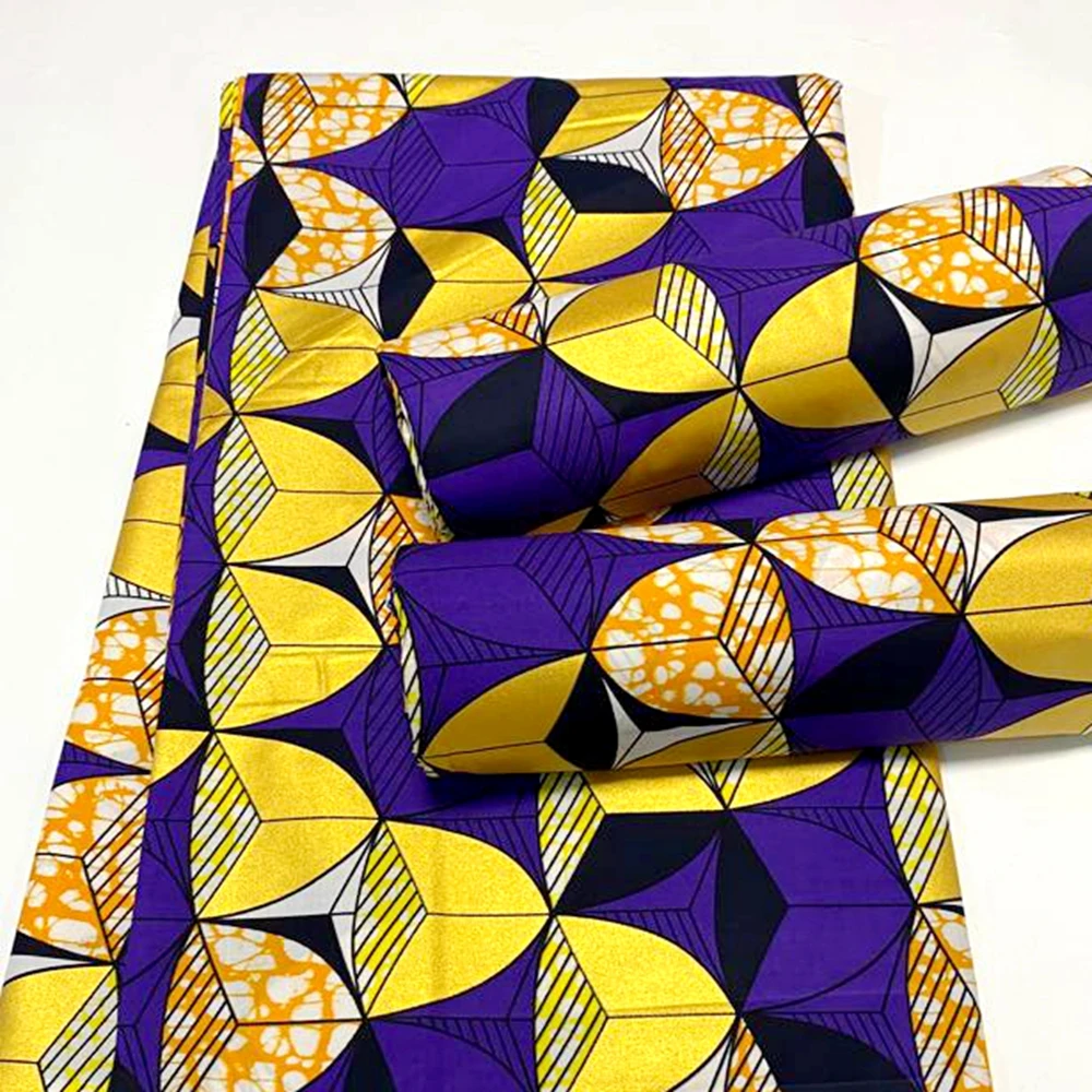 

2020 African Golden Wax Fabric Cotton Material High Quality Print Fabric Sliver Stretch Nigerian Ankara For Sewing Women Dress