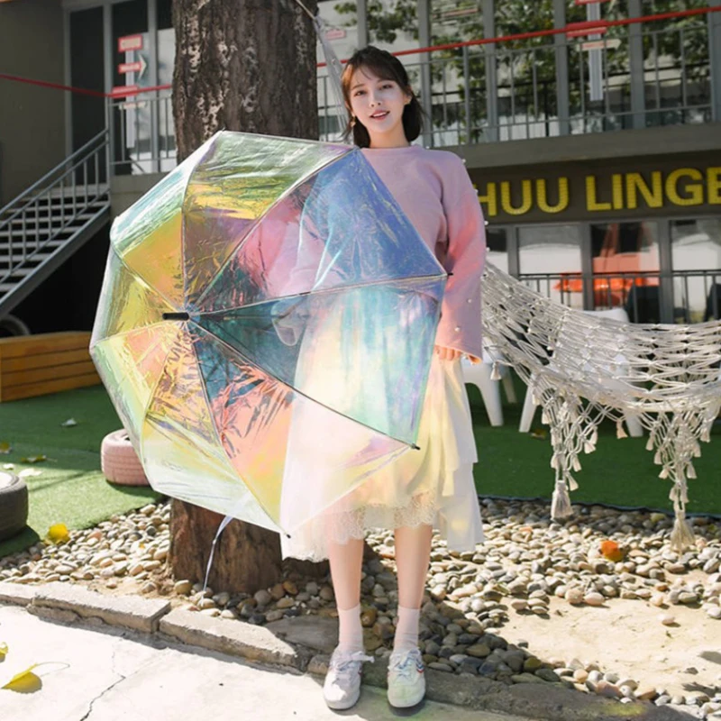 Модный прозрачный зонт с лазерной радужной оболочкой мисс Аполлон