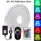 Комплект неоновых RGB лент 12 В постоянного тока + источник питания, водонепроницаемая внутренняя и наружная Светодиодная лента для украшения дома Гибкая ленточная 5050 RGB