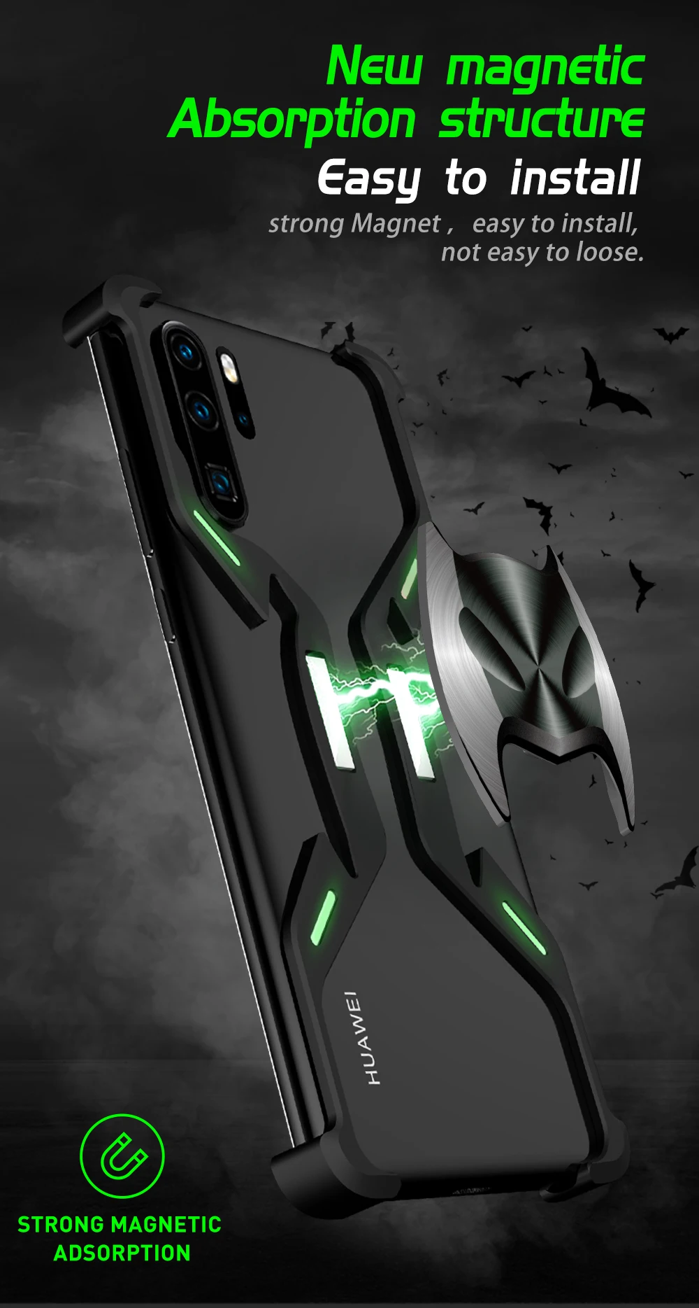 Алюминиевый магнитный адсорбционный светящийся чехол Бэтмен для huawei P30 Pro mate 20X5G чехол-Броня Железный человек чехол для телефона кожаная сумка