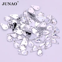 junao 610mm sewing clear color teardrop rhinestones flatback crystal stones sew on acrylic strass gems for wedding dress