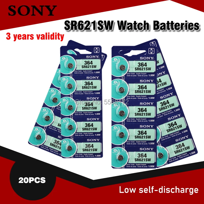 Батарейка для часов SONY AG1 364 LR621 164 531 SR60 SR621SW 1 55 в 20 шт./лот | Электроника