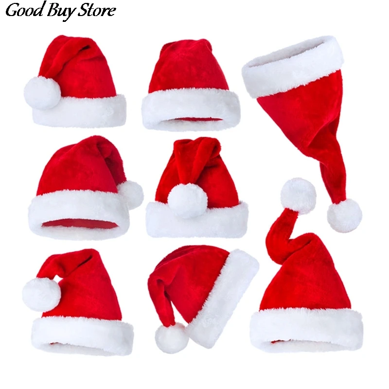 

Сохраняющая тепло зимняя Рождественская шапка новогодние вечерние красные плюшевые шапки Санта Клаус Головные уборы Шапки Новинка головн...