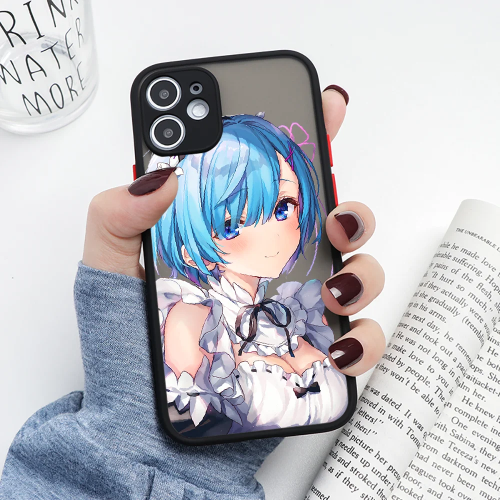 Чехол для телефона с рисунком аниме RE ZERO Ram Rem iphone SE 2020 6 6S 7 8 11 12 13 Mini Plus X XS XR Pro Max Matte