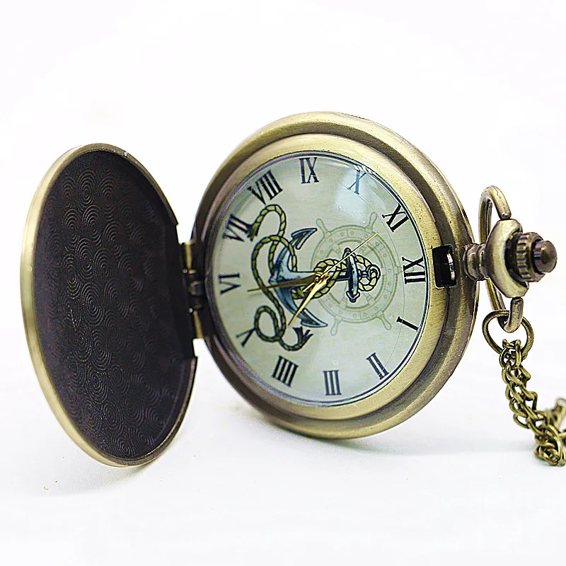 Новое поступление винтажные карманные часы с пиратским якорем и кварцевым