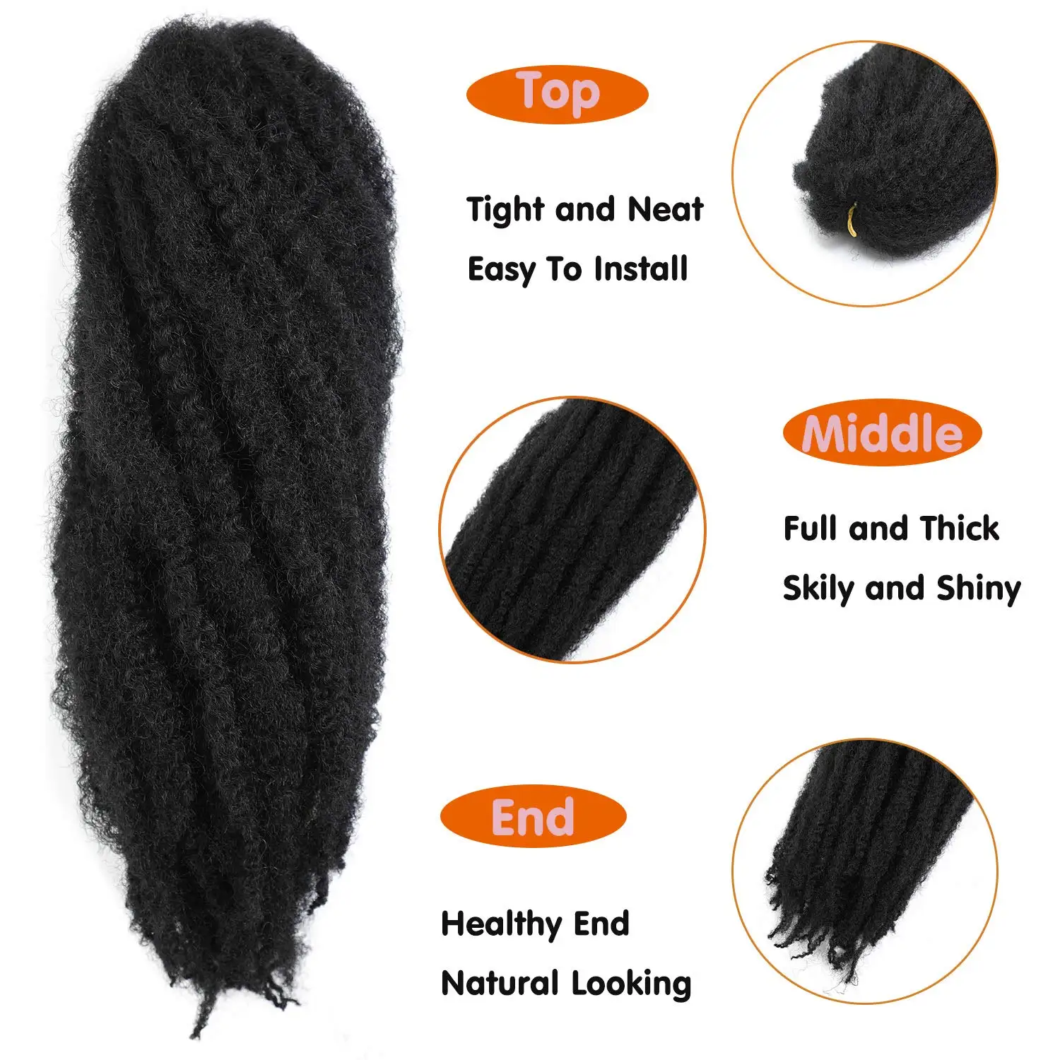 Марли крючком волосы для наращивания натурального черного цвета 18 дюймов синтетические воздушные косички Афро-африканские завитые косички SOKU.