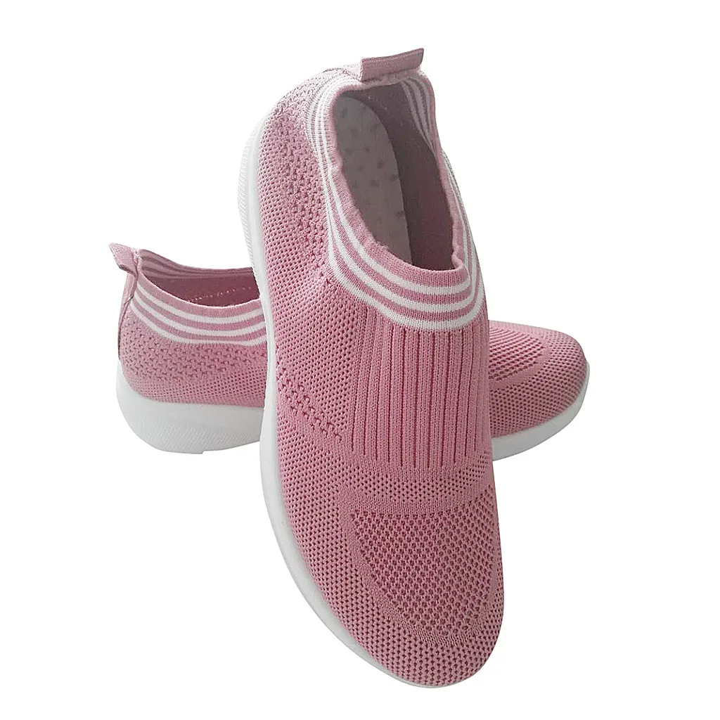 

Women's Casual Shoes Pure Color Flying Mesh Movement Round Toe Loose Large Size Authentic Fashionable Womens Shoes Flats