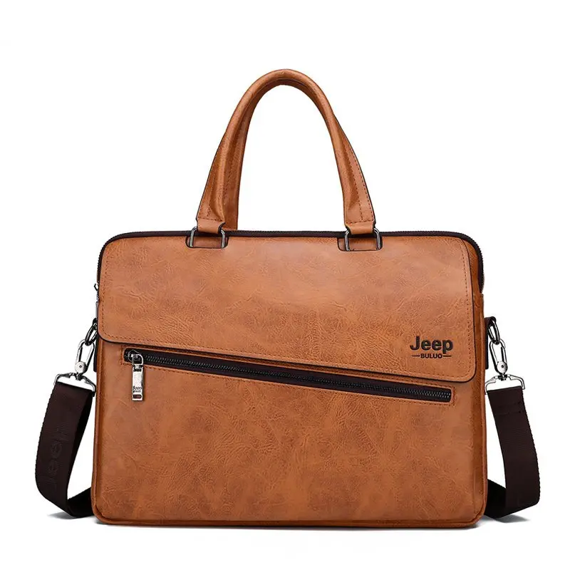 

2022 14 Inch Laptop Bag Leather File Hot Messenger Bags Men's Briefcase Office Business Tote Bag