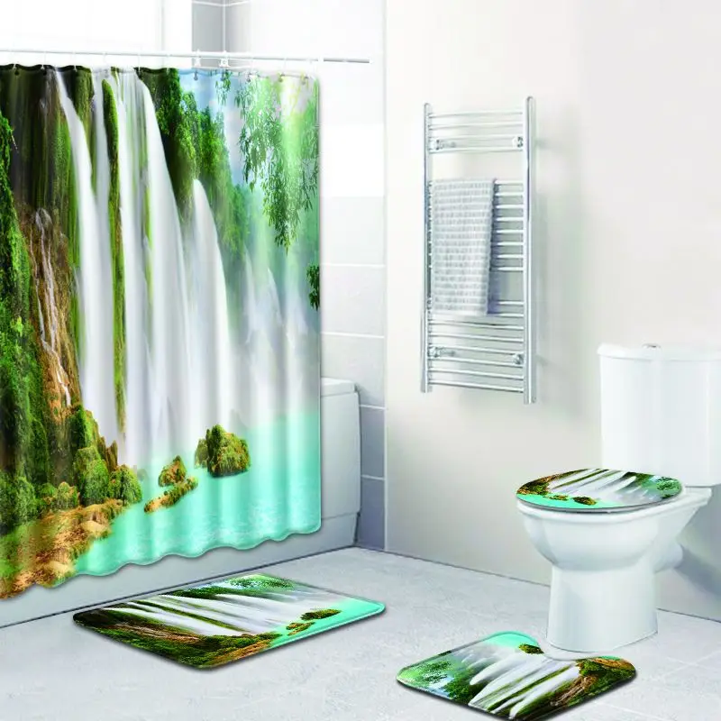 Новинка водостойкая занавеска для душа с водопадом ванная комната пейзаж