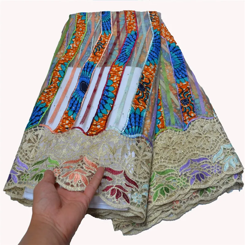

Latest African Lace Fabric High Quality Nigerian Lace Fabric Tulle Mesh French Lace Fabrics With Stones For Wedding FLP-1075